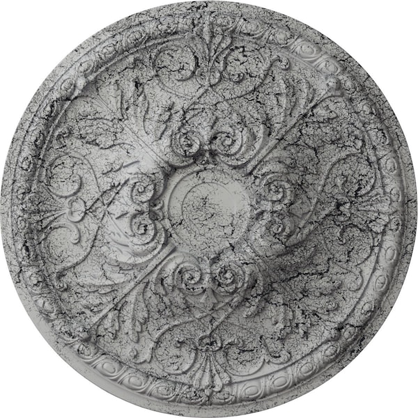 Ekena Millwork Tristan Ceiling Medallion (Canopies up to 6 1/4"), 32 3/8"OD x 3 1/2"P, Ultra Pure White Crackle CM32TNUWC - main